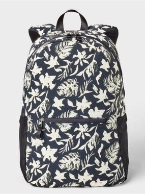 NWT All In Motion Black/White Tropical 16” padded laptop backpack-Side Pockets